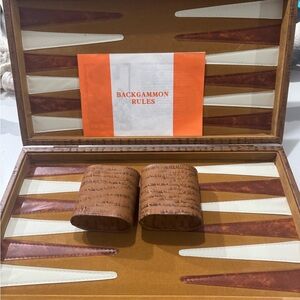 Vintage Backgammon Set w/ Faux Leather Carrying Case - Incomplete Set